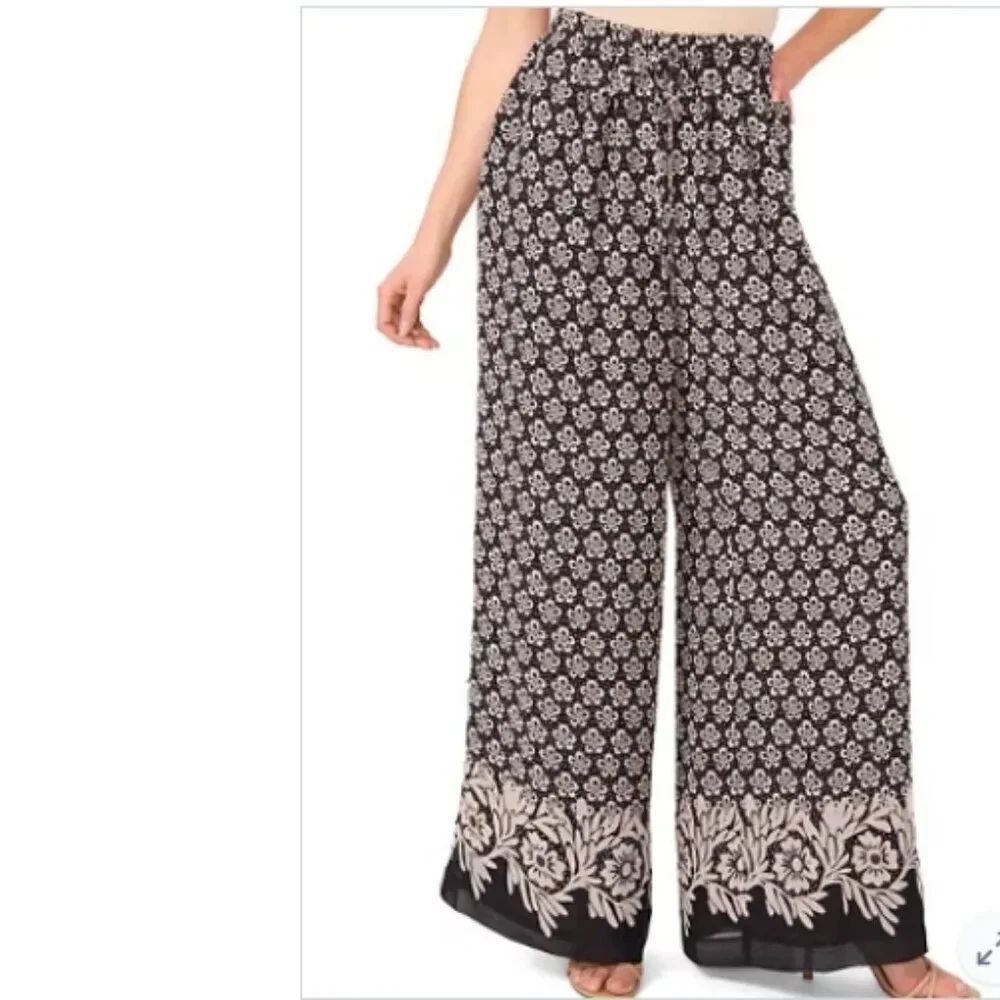 Like New! CeCe Women's Border Printed Wide Leg Pants in Size XL
